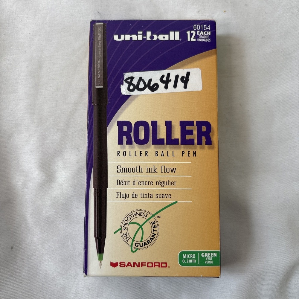 (10)‎ Uni-Ball Roller Ball Pen Green Micro .2mm  Sanford 60154 Partial Open Box